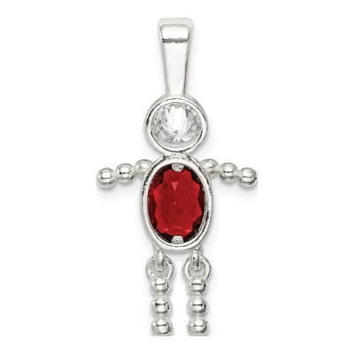 Sterling Silver July Birthstone Glass Boy Pendant – view 5