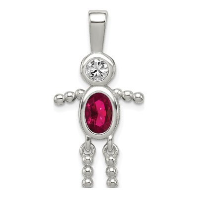 Sterling Silver July Birthstone Glass Boy Pendant