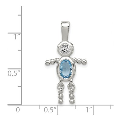 Sterling Silver March Birthstone Boy Pendant – view 4