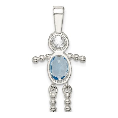 Sterling Silver March Birthstone Boy Pendant – view 5