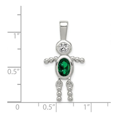 Sterling Silver May Birthstone Boy Pendant – view 4