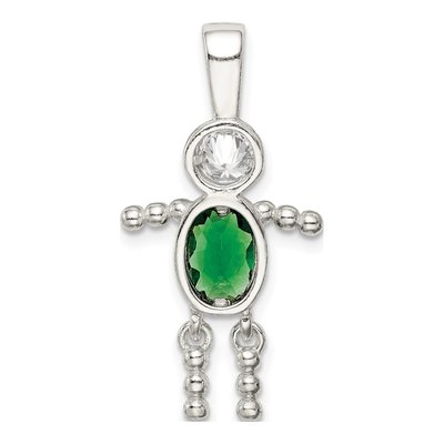 Sterling Silver May Birthstone Boy Pendant – view 5