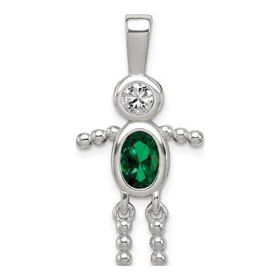 Sterling Silver May Birthstone Boy Pendant