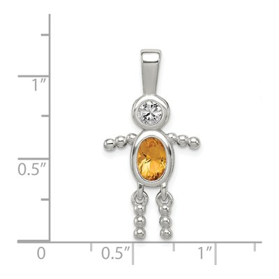 Sterling Silver November Birthstone Boy Pendant – view 4
