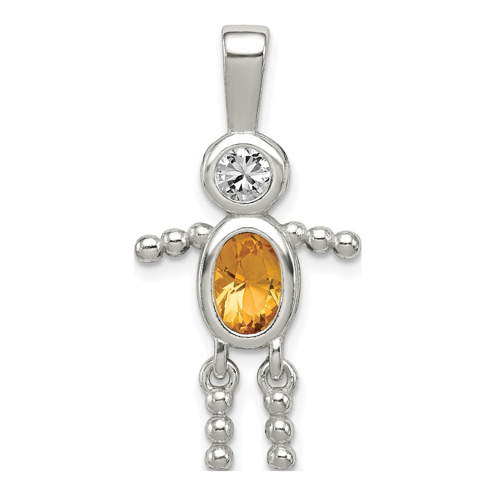 Sterling Silver November Birthstone Boy Pendant