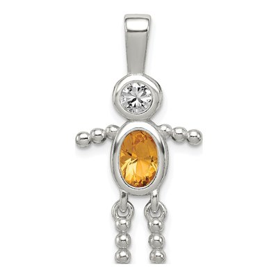 Sterling Silver November Birthstone Boy Pendant