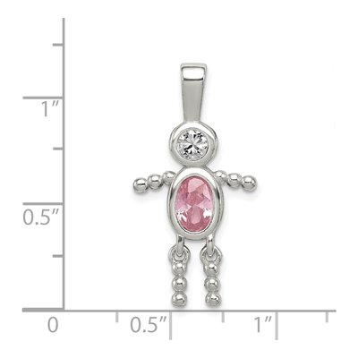 Sterling Silver October CZ Boy Pendant – view 4