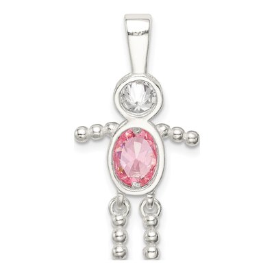 Sterling Silver October CZ Boy Pendant – view 5