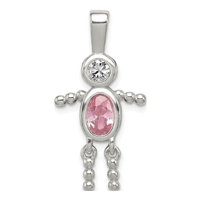 Sterling Silver October CZ Boy Pendant