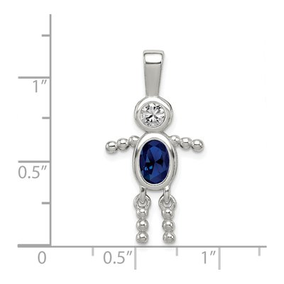 Sterling Silver September Boy Birthstone Pendant – view 4