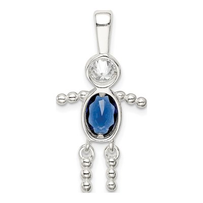 Sterling Silver September Boy Birthstone Pendant – view 5