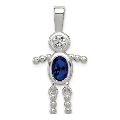 Sterling Silver September Boy Birthstone Pendant