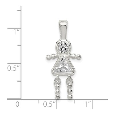 Sterling Silver April Birthstone Girl Pendant – view 4