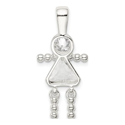 Sterling Silver April Birthstone Girl Pendant – view 5