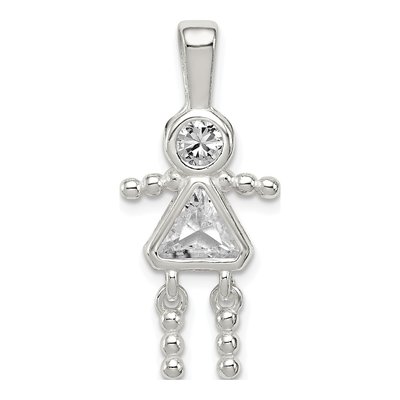 Sterling Silver April Birthstone Girl Pendant