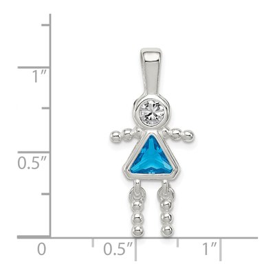 Sterling Silver December Birthstone Girl Pendant – view 4