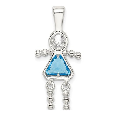 Sterling Silver December Birthstone Girl Pendant – view 5