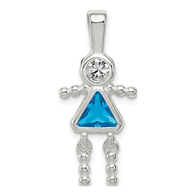 Sterling Silver December Birthstone Girl Pendant