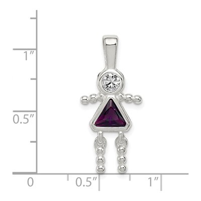 Sterling Silver February Birthstone Girl Pendant – view 4