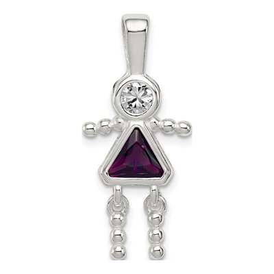Sterling Silver February Birthstone Girl Pendant