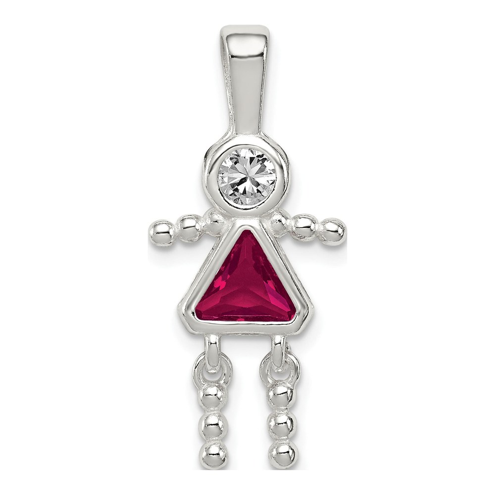 Sterling Silver July Birthstone Glass Girl Pendant
