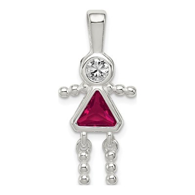 Sterling Silver July Birthstone Glass Girl Pendant
