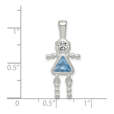 Sterling Silver March Birthstone Girl Pendant – view 4