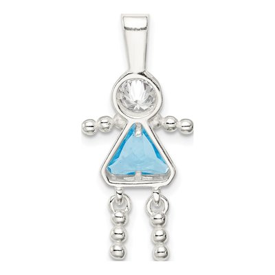 Sterling Silver March Birthstone Girl Pendant – view 5
