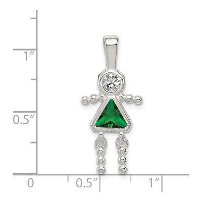 Sterling Silver May Birthstone Girl Pendant – view 4