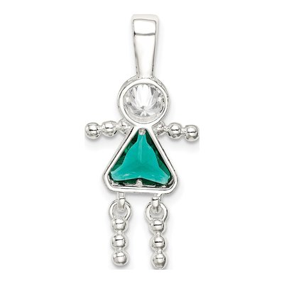 Sterling Silver May Birthstone Girl Pendant – view 5
