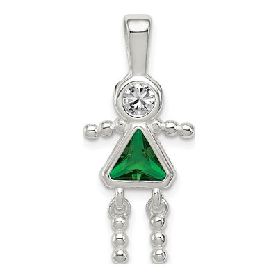 Sterling Silver May Birthstone Girl Pendant