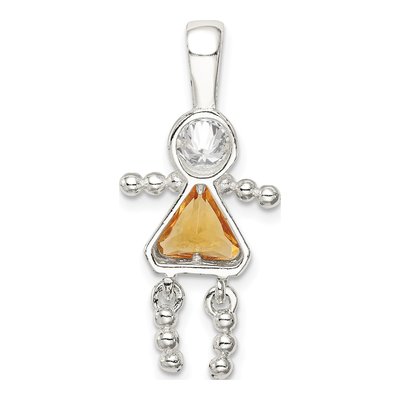 Sterling Silver November Birthstone Girl Pendant – view 5