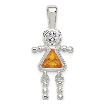 Sterling Silver November Birthstone Girl Pendant