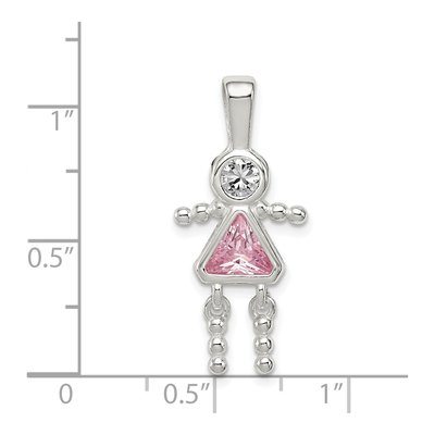 Sterling Silver October Birthstone Girl Pendant – view 4