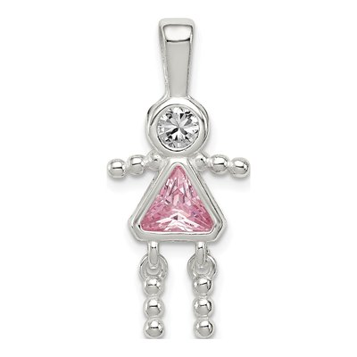 Sterling Silver October Birthstone Girl Pendant