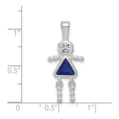 Sterling Silver September Birthstone Girl Pendant – view 4