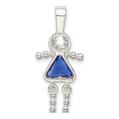 Sterling Silver September Birthstone Girl Pendant – view 5