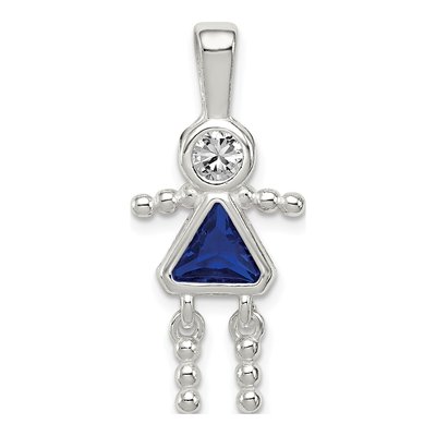 Sterling Silver September Birthstone Girl Pendant