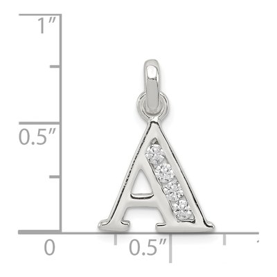 Sterling Silver Letter A Initial CZ Pendant – view 3