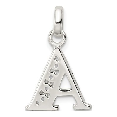 Sterling Silver Letter A Initial CZ Pendant – view 4