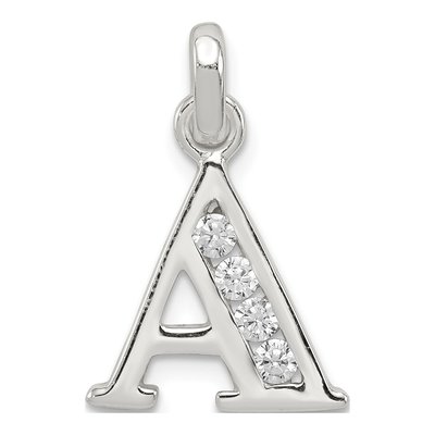 Sterling Silver CZ Letter A Pendant
