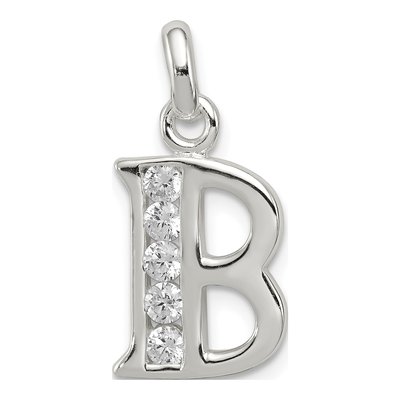 Sterling Silver CZ Letter B Pendant