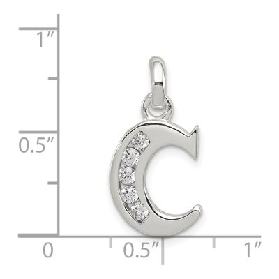 Sterling Silver CZ Letter C Pendant – view 4
