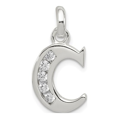 Sterling Silver CZ Letter C Pendant