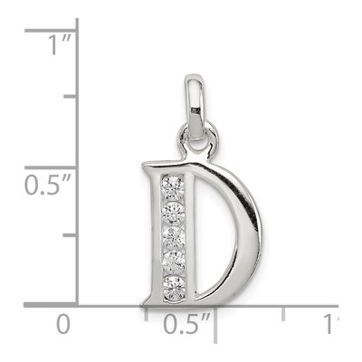 Sterling Silver CZ Letter D Pendant – view 3