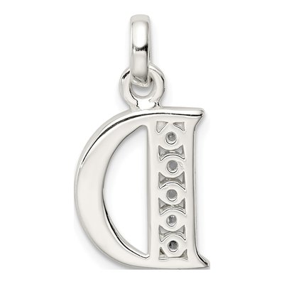 Sterling Silver CZ Letter D Pendant – view 4