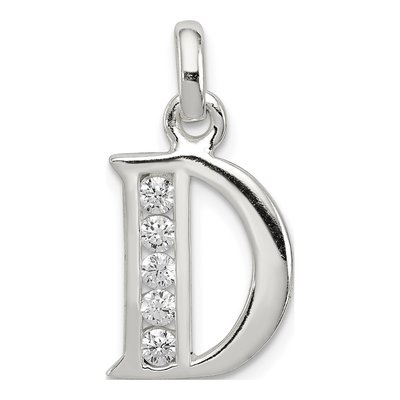Sterling Silver CZ Letter D Pendant