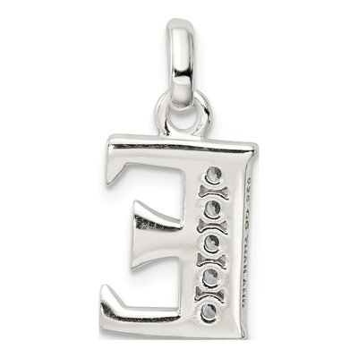 Sterling Silver CZ Letter E Pendant – view 3