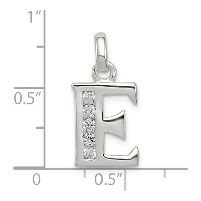 Sterling Silver CZ Letter E Pendant – view 4