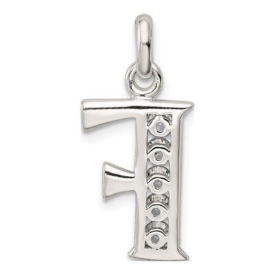Sterling Silver CZ Letter F Pendant – view 3
